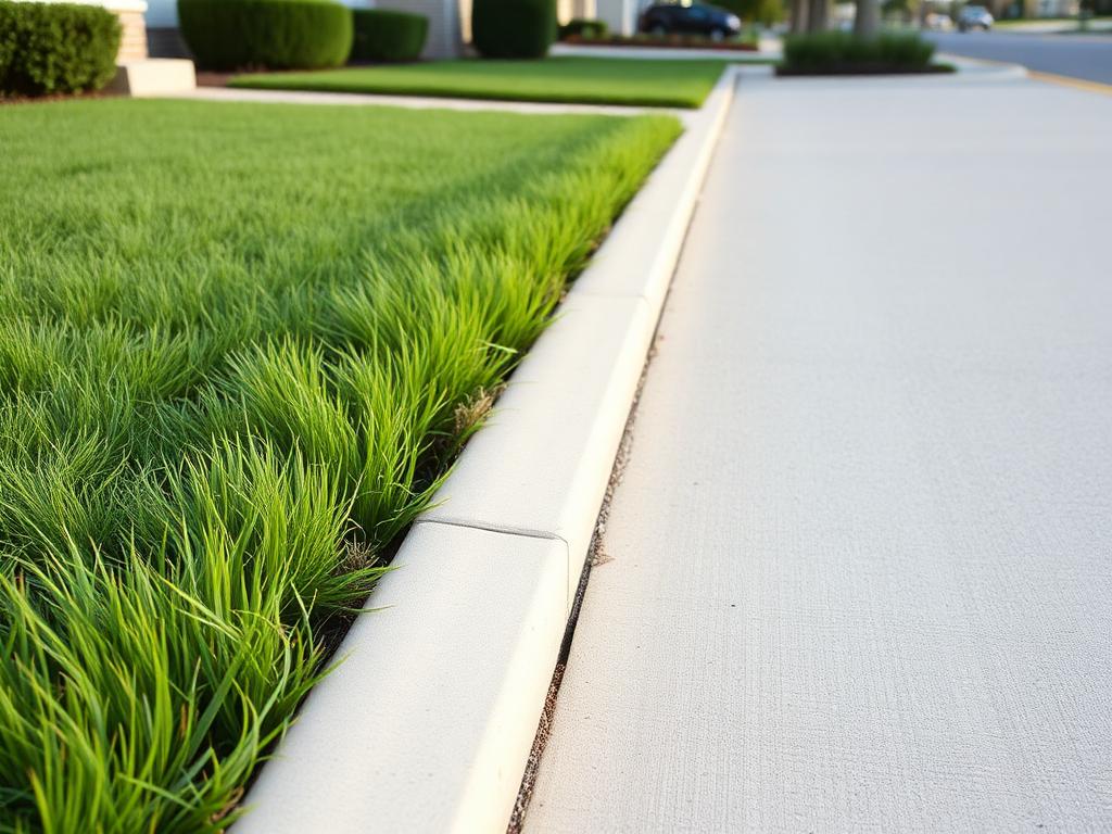 Perfectly edged lawn border along a clean concrete sidewalk