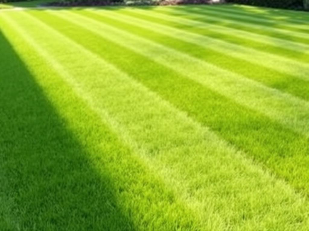 Freshly mowed residential lawn with clean professional mowing lines